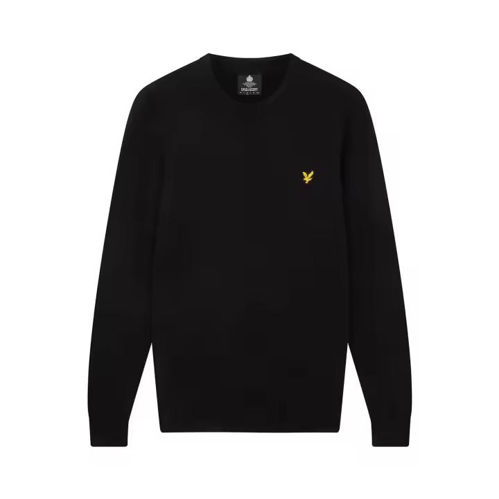 Lyle & Scott Cotton Merino Crew Neck Jumper - Jet Black - 1