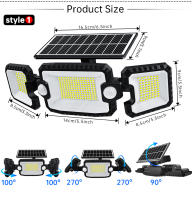Luz Solar Exterior Ajustable Con 3 Cabezas Y 3 Modos Sensor De Movimiento Inalámbrico Impermeable 167 LEDs Luz De Punto Y Ancho - details 4