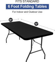 LMETJMA Funda De Mesa Rectangular Elástica Para Mesas De 6 Pies Lavable Y Plegable Cubierta De Poliéster JT898 Para Hogar Y Fiestas - details 0