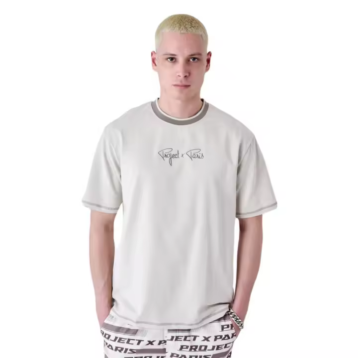 Camiseta Project X Paris Clasica Bordada Gris T Shirt 2410083-Gg - 1