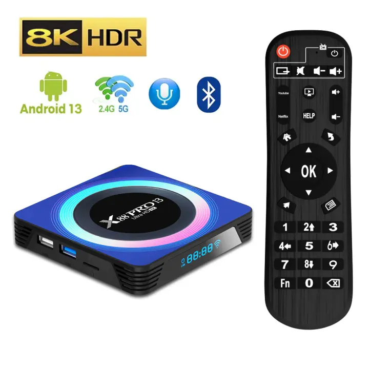 TV Box, Android 13.0 TV Box, Android Box 4GB RAM 64GB ROM Quad-Core con Mini Teclado Inalámbrico, 2.4/5.0GHz Wi-Fi de Doble Banda BT 5.0 10/100M Ethernet HDMI 8K Android TV Box - 1