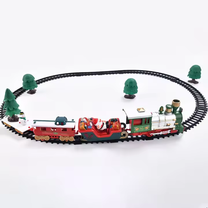 Juguete Eléctrico De Tren Navideño Decoración De Árbol De Navidad Con Sonido Y Luz Carro De Ferrocarril En Marco Regalos De Navidad - 1