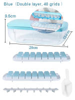 Cubiteras para Hielo con Tapa, 2 Capas Cubitera Silicona con Contenedor y Pala de Hielo, Sin BPA, 48 Cubitos de Hielo Cuadrado Molde Hielo, para Cóctel de Whisky de Cola Congelado (Azul) - details 2