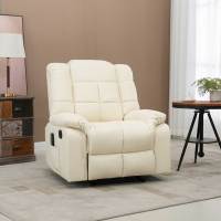 Asiento de masaje Sillón TV Sillón reclinable Eléctrico con función masaje de pelo Madera Arce Espuma Crema Blanco 94x99 cm para relajarse - details 0