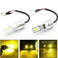 Kit De Conversión De Faros Antiniebla LED H3 2 Piezas Luz Amarilla Super Brillante 3000K 80W Vida Útil De 50000H 2000LM Para Automóvil - details 2