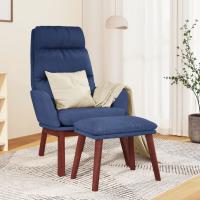 vidaXL Sillón de relax con reposapiés tela en color Negro/Azul/Gris oscuro y más - details 1