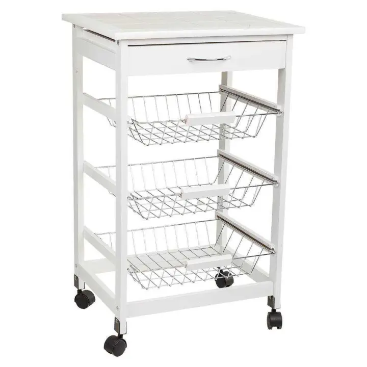 WANDERLUST DECO Carro de Cocina de Madera 47x37x76h Cm con Espacio de Almacenamiento Amplio - 1