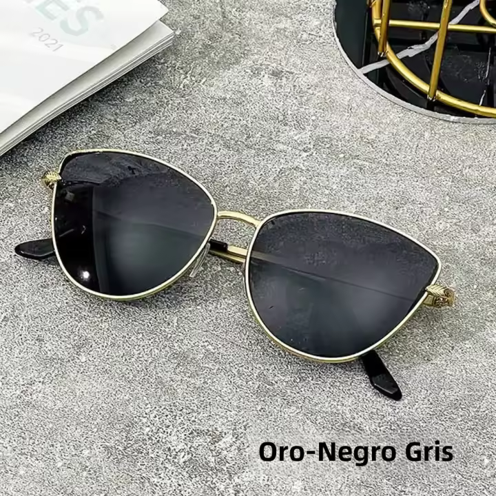 Gafas De Sol Para Mujer Estilo Vintage Con Lentejuelas Marco Metálico Moda Verano Protección UV400 Tamaños Únicos - 1