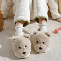 Pantuflas De Peluche Grueso Para Hombres Y Mujeres Con Dibujos De Perro Y Oso 3D Para Invierno Pantuflas De Algodón Para El Hogar Con Cubierta De Tobillo Para Parejas - details 5