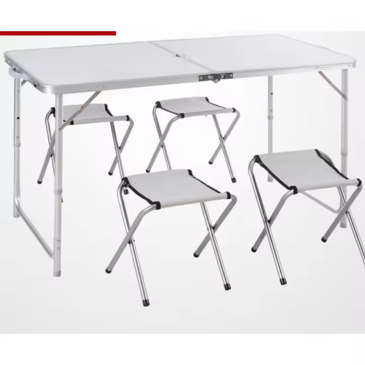 Mesa Plegable De Camping,Mesa Plegable de aluminio y madera, Mesa Portátil Plegable con Carga de 50 kg, Mesa Multiusos , 120cm*60cm con taburete o sin  , para Picnic, Camping al Aire Libre - 1