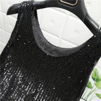 Chaleco De Noche Con Lentejuelas Para Mujer Estilo De Calle Blanca Brillante Poliéster Talla Regular Top De Verano 2022 - details 9