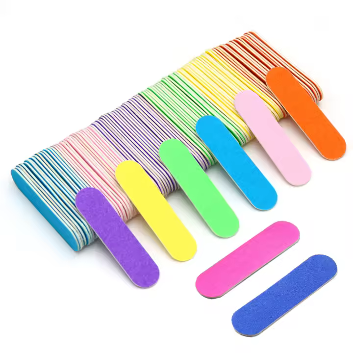 100 Pcs Archos De Uñas De Madera Doble Lado Mini Archos De Uñas Desechables Colores Sandpaper De Papel De Hierro Herramientas De Pulido Y Polvo Para Manicura - 1