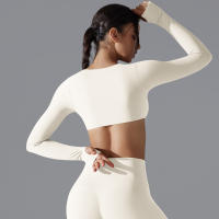 Yoga manga larga ajustado Sexy transpirable secado rápido deporte sujetador gimnasio Push Up a prueba de golpes alta intensidad Pilates ropa mujeres - details 23
