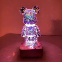 Luz Nocturna LED Proyección 3D De Ondas De Choque De Osos Con Colorido USB Decoración Atmosfera Ajustable Para Habitación Decorativo De Vidrio - details 3