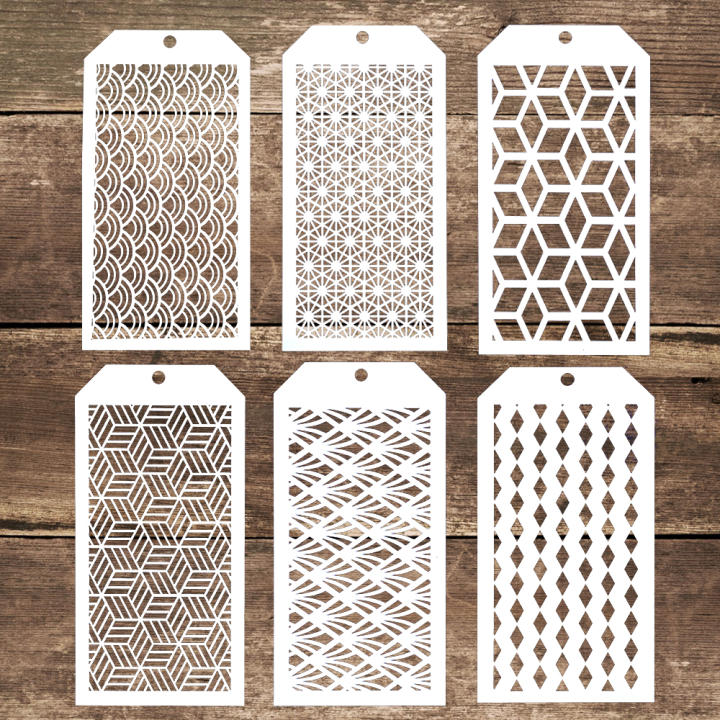 6 PCS De Stencils De Scrapbooking 12x24 CM Sin Costuras Para Pintura Álbum Papel Y Tarjetas Artesanía Plantillas De Encaje Decorativo