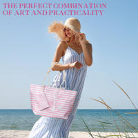 Bolso de playa plegable grande con cremallera - Bolso de hombro ligero y duradero con monedero incluido, ideal para compras, camping y viajes, diseño de hojas tropicales impreso, múltiples colores disponibles - details 0