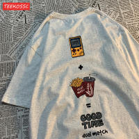 Camiseta De Algodón Transpirable Para Hombre Con Estampado De Consola De Juegos Patatas Fritas Y Cola Camiseta Casual De Verano Sin Capucha - details 5