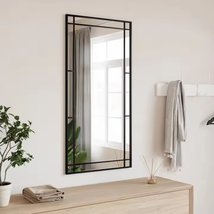 Espejo de pared rectangular de hierro negro 50x100 cm - 1