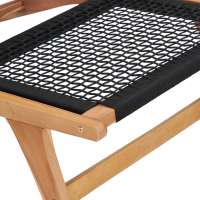 vidaXL Tumbona con reposapiés madera maciza de teca y cuerda Sillas de Exterior Ideal para jardín, playa, piscina, terraza Tumbona Piscina Tumbonas Playa Tumbonas Jardín Exterior - details 5