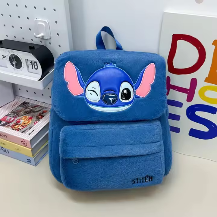 Nueva Mochila De Peluche Disney Japón Azul Con Stitch Divertido Gran Capacidad Estudiante Para Niños Bag De Jardín De Infancia Regalo Para Niños - 1