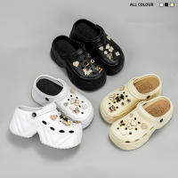 Sandalias De Tacón Alto Estilo Casual Con Patrón De Oso En Cuero Sintético Negro Y Blanco Diseño De Dibujos Animados X8809 - details 11