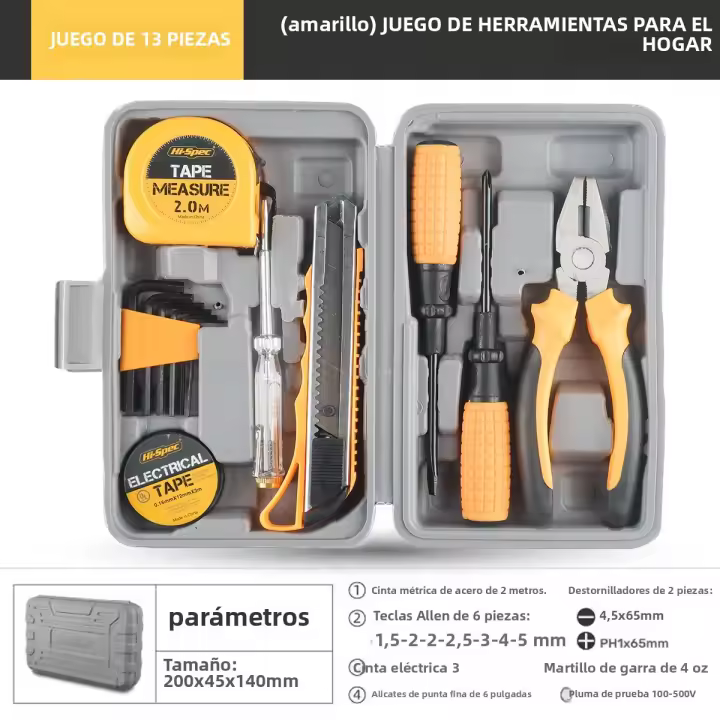 Juego De Herramientas Domésticas 13/24 Piezas Con Estuche De Almacenamiento Plástico Uso En Reparaciones De Coche Y Hogar - 1