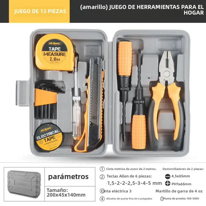 Juego De Herramientas Domésticas 13/24 Piezas Con Estuche De Almacenamiento Plástico Uso En Reparaciones De Coche Y Hogar - 1