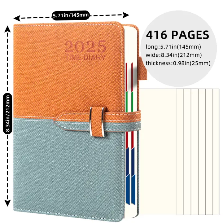 Agenda 2025 Vista semanal 21,2 x 14,5 cm, 416 páginas, Planes que prometen y sueños que se cumplen - Agenda Escolar con Organización Semanal，Bloc de notas empresarial elegante 2025 - 1