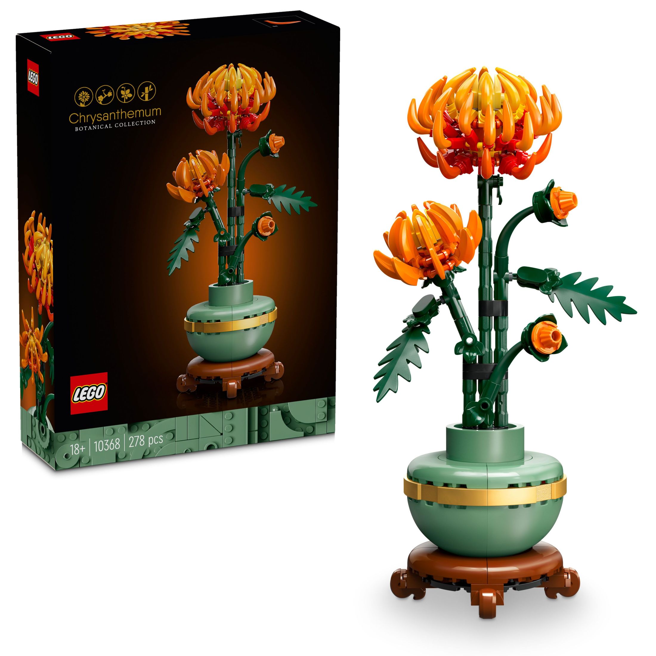 LEGO 10368 Icons Crisantemo Set de construcción de adorno floral, planta artificial para adultos