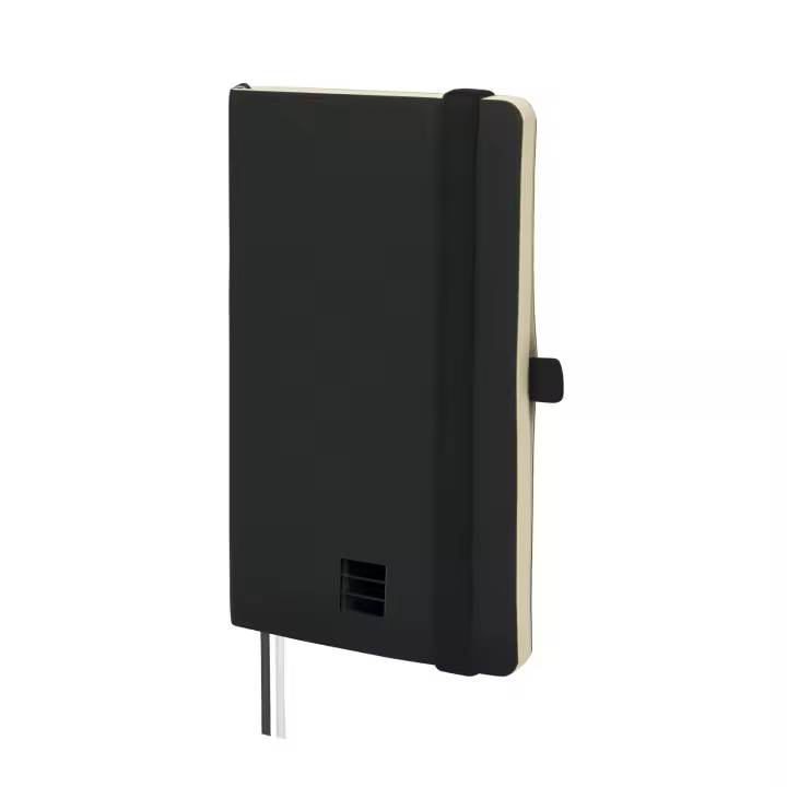 Finocam - Cuaderno Nexo Tapa Blanda con 72 Hojas Microperforadas Ideal para Escribir y Dibujar | Cuaderno con bolsillo interior, dos cintas punto, anilla portabolígrafo y cierre con goma elástica – Color Negro - 1