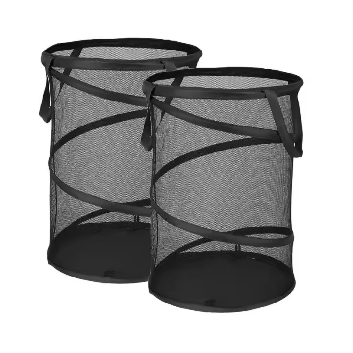 Desplegable de Malla plegable para lavandería Basket, Large para Ropa, Negro color (paquete de 2) - 1
