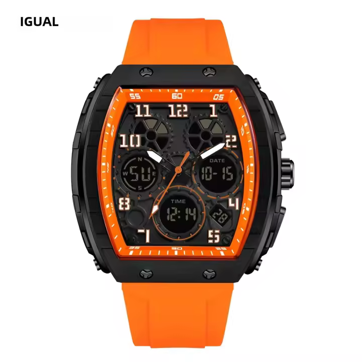Reloj Deportivo Militar Para Hombre SANDA Quartzo Électronico Resistente Al Agua Pantalla Doble Digital Y Analógica Con Fecha Y Alarmas - 1