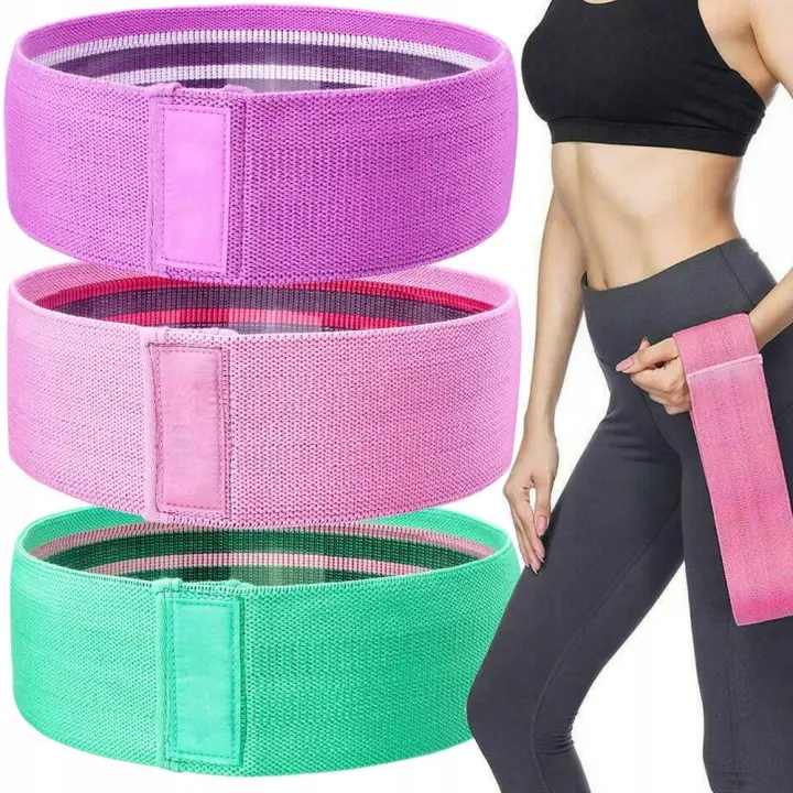 Bandas Elasticas Musculacion, Gomas Elasticas Musculacion Antideslizantes de Tela, Cintas Elasticas Musculacion 3 Niveles de Ejercicios para Gluteos, Cadera, Piernas, Yoga, Pilates, Crossfit, Fitness - 1