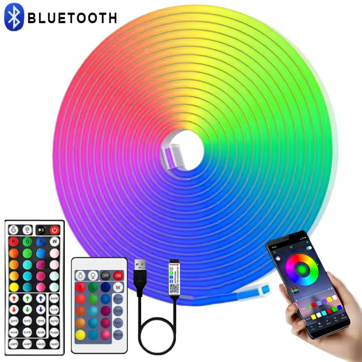 Tira De LED Neón RGB Con Control Remoto De 44 Teclas Y App Luz Neón Flexible Impermeable Para Decoración De Habitaciones Y Exteriores - 1