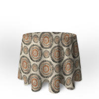 LaFábricadelasTelas - Falda Mesa Camilla Redonda Primavera Verano Loneta estampada mandalas algodón color Mostaza, bronce y turquesa. Faldón Faldilla enagüilla.Talla 60,70,80,90,100 - details 2