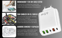 Cargador USB C Carga Rápida Marca NFMAXONE- Cargador USB Múltiple 5 Puertos - Enchufe Multiple USB C 65 W – Adaptador USB C Compatible con Samsung, iPad, iPhone, Huawei, Google, Carga Rapida.65W - details 4