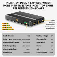 Luz De Video LED ST-120 Recargable 3000 mAh Con 3 Modos De Luz Ajustables CRI95 Portátil Mini Luz De Auto-Selfie 2500-9000K - details 0