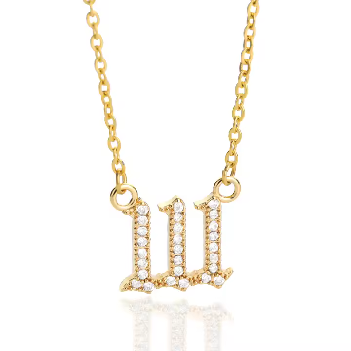 Collar De Suerte Con Números Ángeles Para Mujeres 111222 333 444 555 777 888 999 Cuello De Zirconia Acero Inoxidable Pendiente De Moda - 1