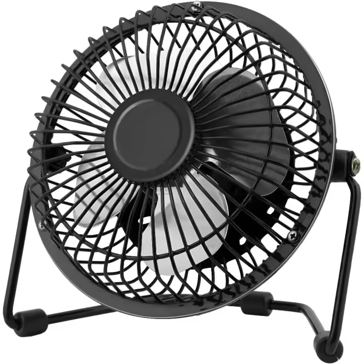 Criscolor Ventilador de Mesa 14 cm – Cabezal Ajustable con Rotación 360º, 5V-0,5W con USB, Aspas Metálicas, Potente y Silencioso, Ideal para Escritorio, Oficina, PC o Hogar – Diseño minimalista, Color Negro - 1