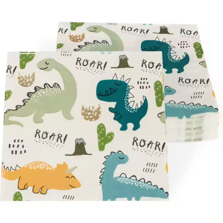 ¡40 Piezas Roar! Servilletas de dinosaurio servilletas de Papel with Dinosaur de 4 tipos para Dinosaur theme Fiesta cumpleaños baby shower decoración suministros Niños, 6,5x6,5 pulgadas - 1
