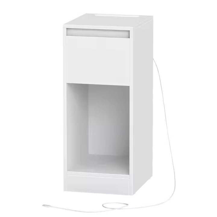 VASAGLE Mesita de Noche Estrecha, Mesa Auxiliar, con Iluminación LED, 1 Puerto USB-A, 1 Puerto USB-C, Cajón y Compartimento, Dormitorio, Salón, Blanco Nube/Amarillo Almendra y Blanco Nube - 1