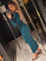 Vestido Midi De Encaje Mozision Para Mujer Con Espalda Descubierta Y Aros Elegante Y Sexy De Manga Larga Bodycon Para Fiesta - details 11