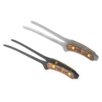 Pinzas De Barbacoa BBQ En Acero Inoxidable Antideslizantes Ligeras Para Camping Y Exterior Clip De Alimentos Con Mango De Nogal Negro Tamaño 24*6*3.5cm Peso 74g - details 10