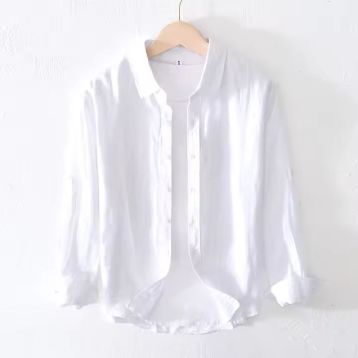 Camisa De Lino Puro Para Hombres Diseñadora Nueva Con Manga Larga Moda Casual Comoda Top Ropa Camisas De Hombre Chemise - 1