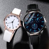 Set De 4 Relojes De Lujo Para Parejas Moda Casual Dial De Hombre Correa De Cuero Reloj De Cuarzo Para Mujer Y Hombre - details 3