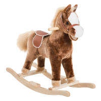 HOMCOM Caballo Balancín para Niños de +3 Años Caballo de Juguete con Asas Marco de Metal y Base de Madera Carga 40 kg 74x33x62 cm Marrón - details 0