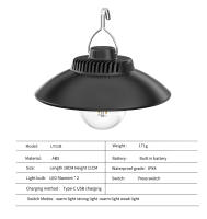 Lámpara Portátil LED Retro Para Camping Con Gancho Y Batería Integrada Recargable Luz De Ambiente Cálida Para Exterior - details 1