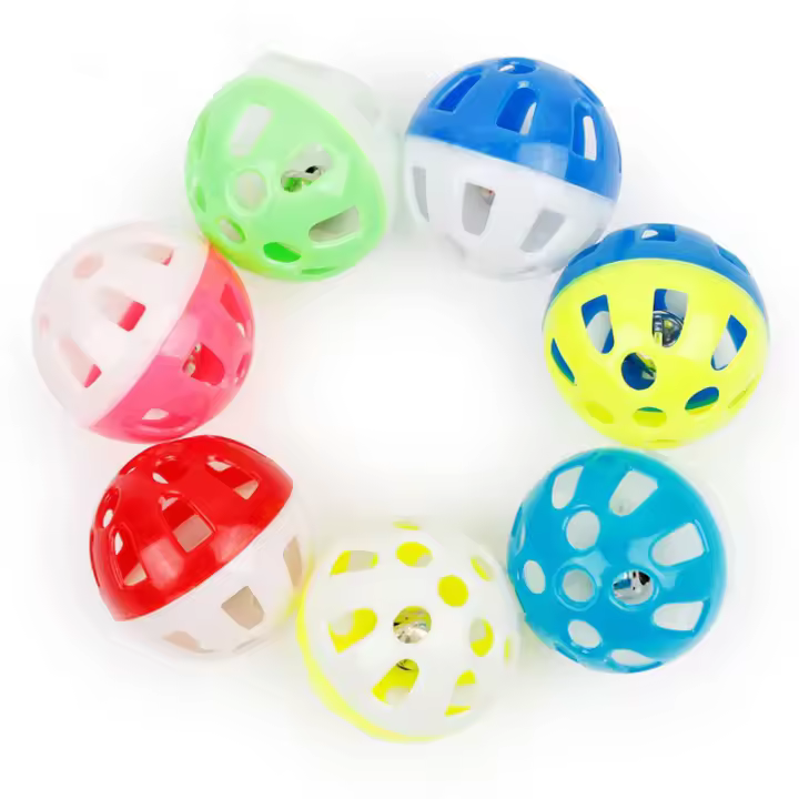 Juguete Para Gatos 10Pcs Bolas De Juguete Para Gatos Y Gatitos Con Campana Rattle Plástico Aleatorio De Colores Para Divertir Y Entretener - 1