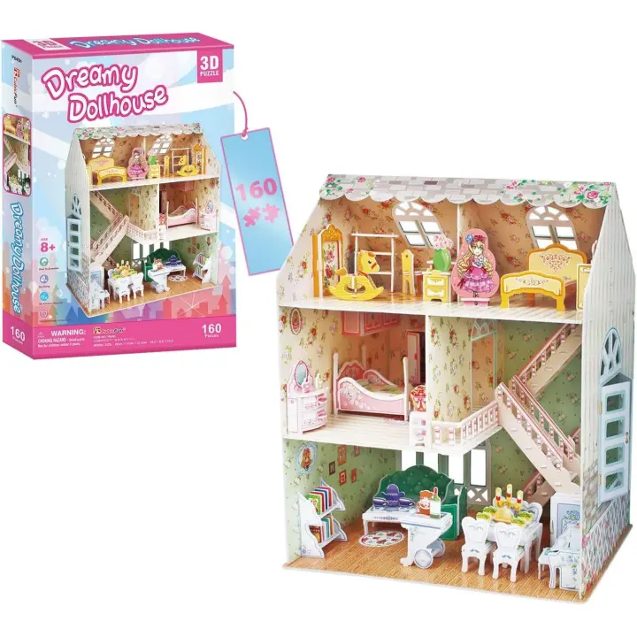 Puzzle 3D Niños - Dreamy Doll House  Casa de Muñecas 160 Piezas  3D Puzzle 31,5 Cm  Puzle 3D casita de muñecas para niñas  Puzzles 3D 8 Años o Más - 1