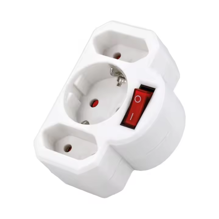 Distribuidor de red Schuko con interruptor 1E:3S - 1